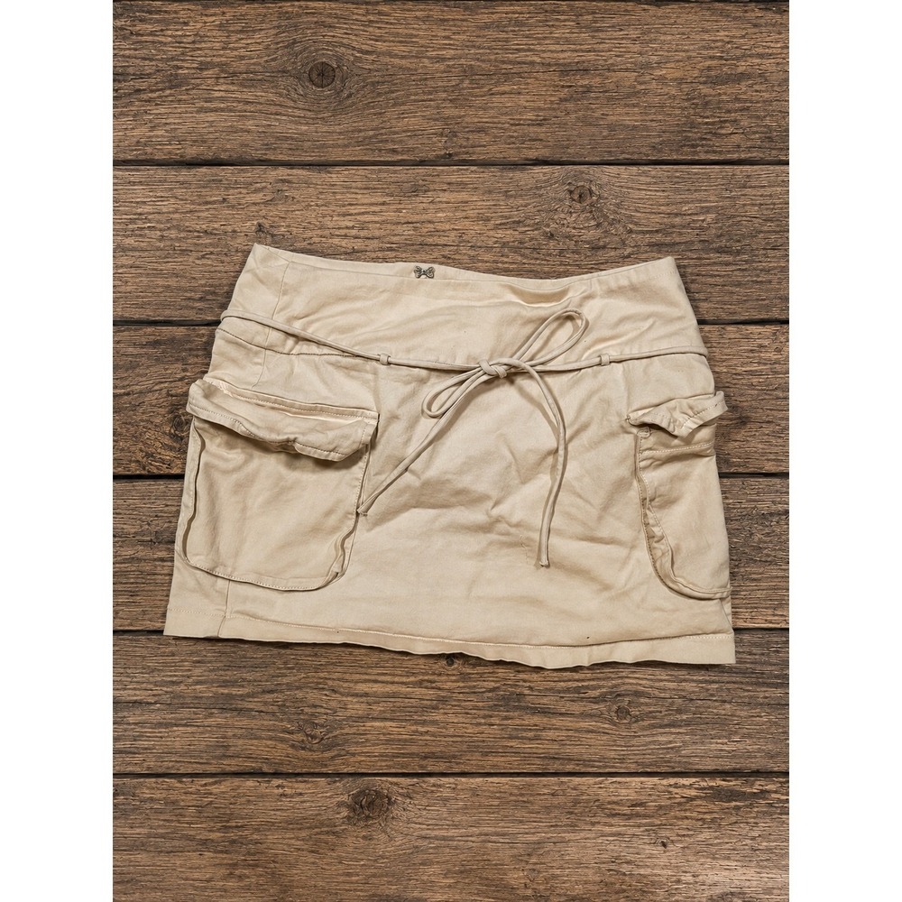 Y2K Beige Cargo Micro Mini Skirt Utility S Festival Going Out Gorpcore